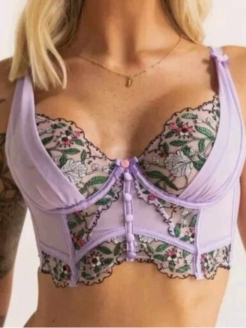 For Love And Lemons Lorelei Lavender Bustier Lilac Underwire Corset Bra Women XS